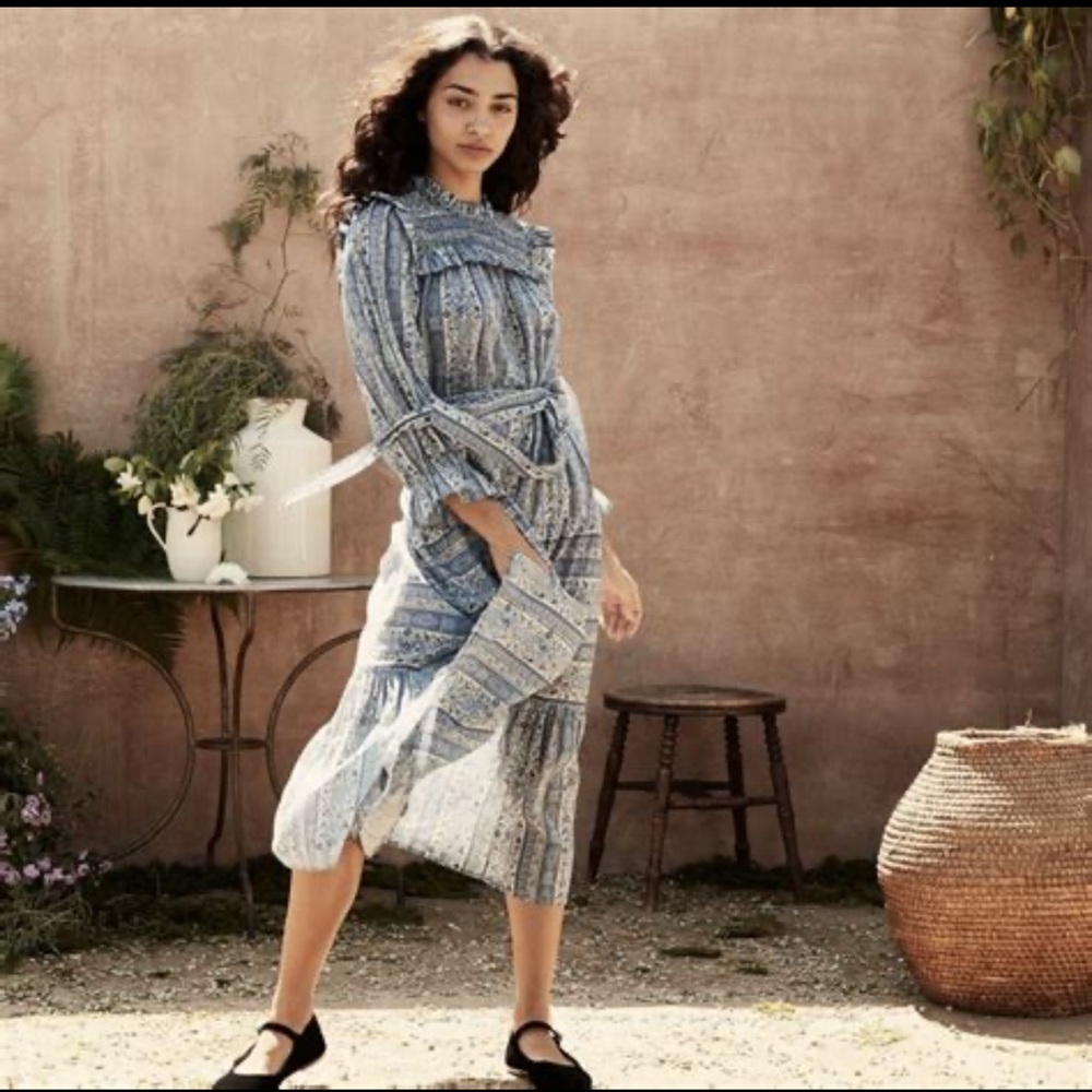Doen Mountain Dress Blue - size S - Blue Floral cotton